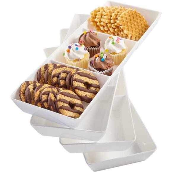 Acrylic Avant White Plastic Divided Serving Trays (Set of 4) 15” x 5” | Narrow - Picture 7 of 7